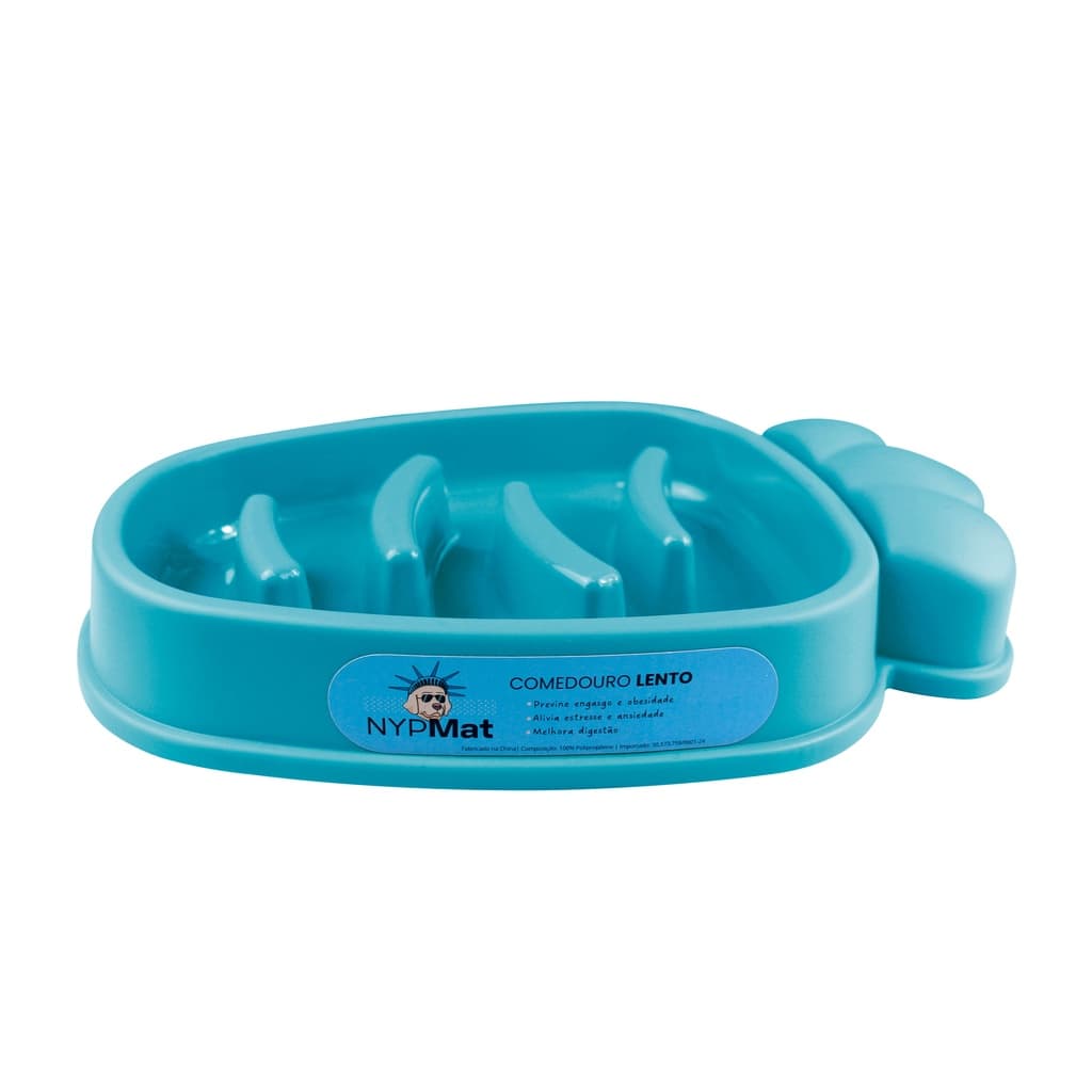 Comedouro Lento Educador Para Cães Modelo Cenoura Azul