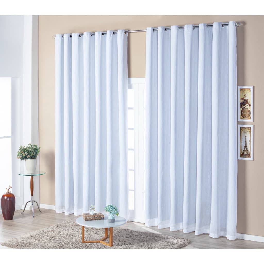 Cortina Luxo Voil Gaze De Linho Com Forro Blackout 9,00x2,80 Sala E Quarto