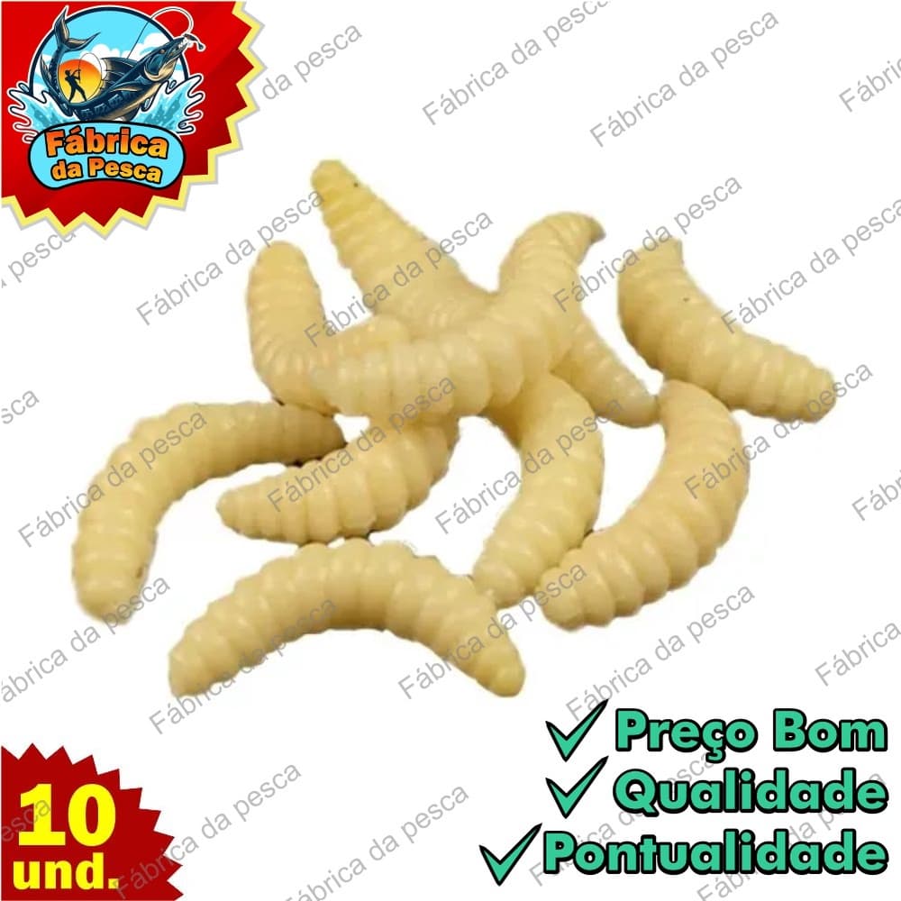 Isca Artificial Pesca Larva Bichinho da Laranja em Silicone Iscas Artificiais para Pesca C/10