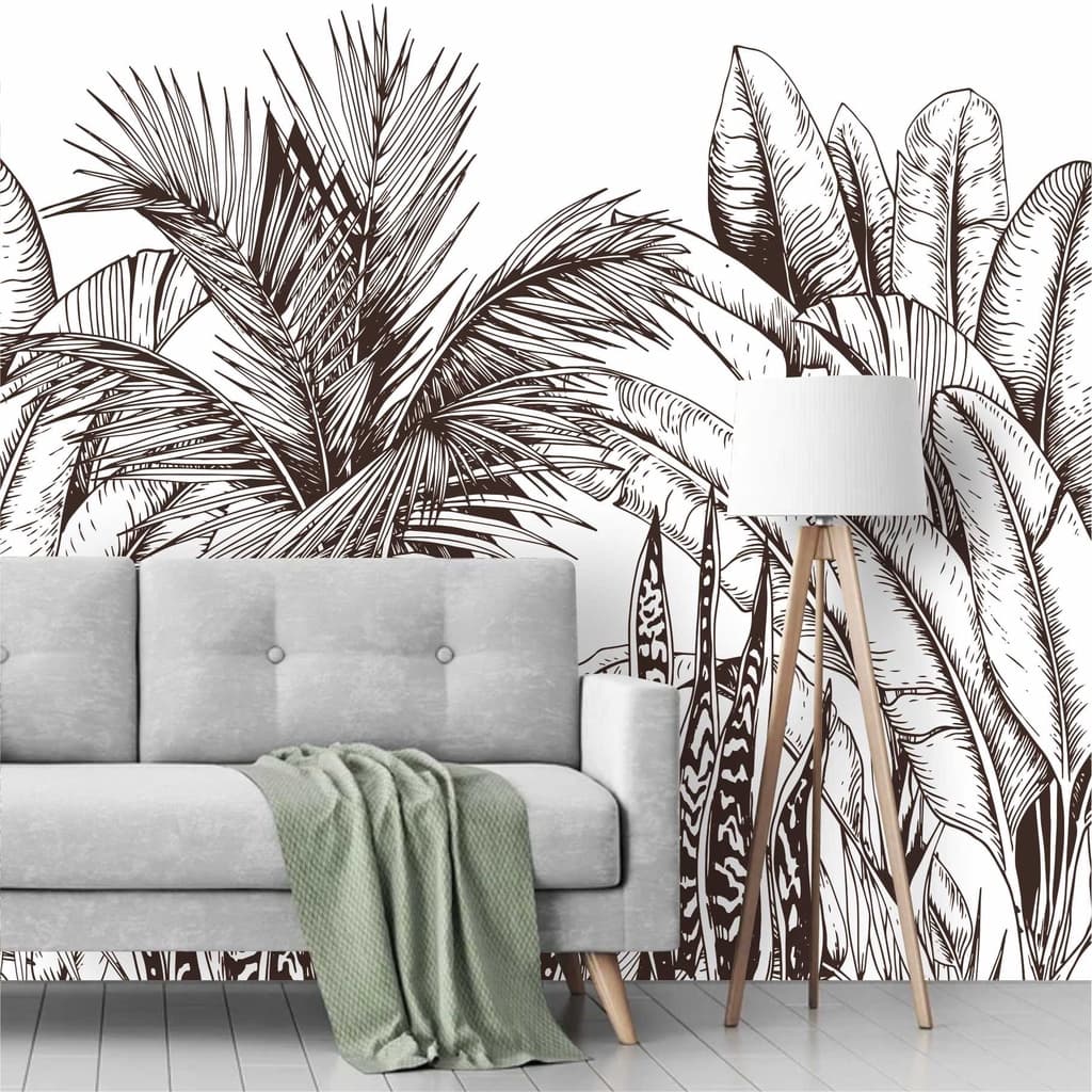 Papel De Parede Coqueiros Tropical Folhas Folhagem Painel Adesivo G1021