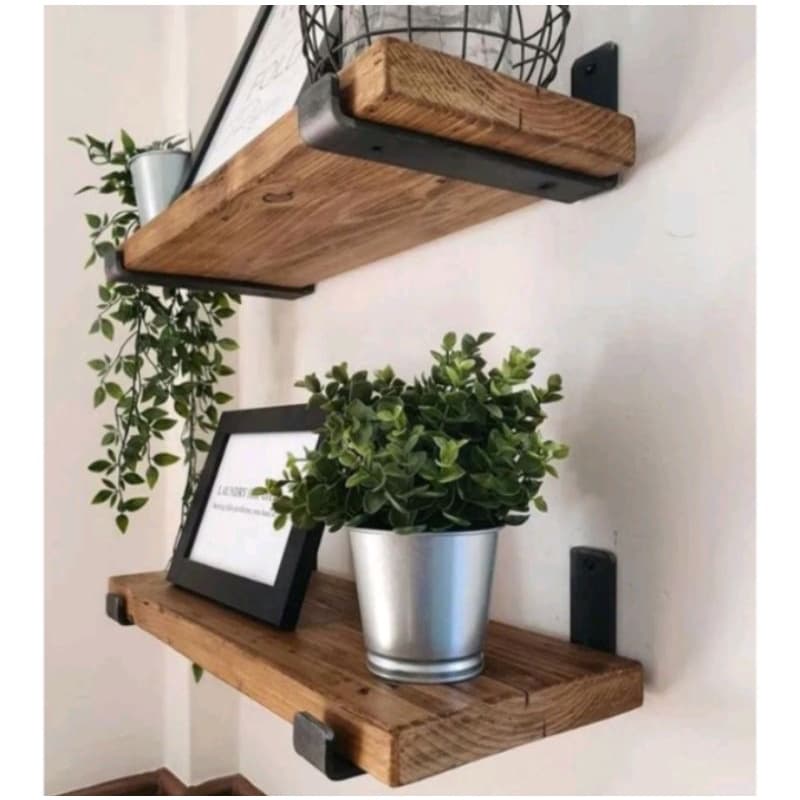 Prateleira Industrial Madeira Maciça Mão Francesa 19 cm Profundidade