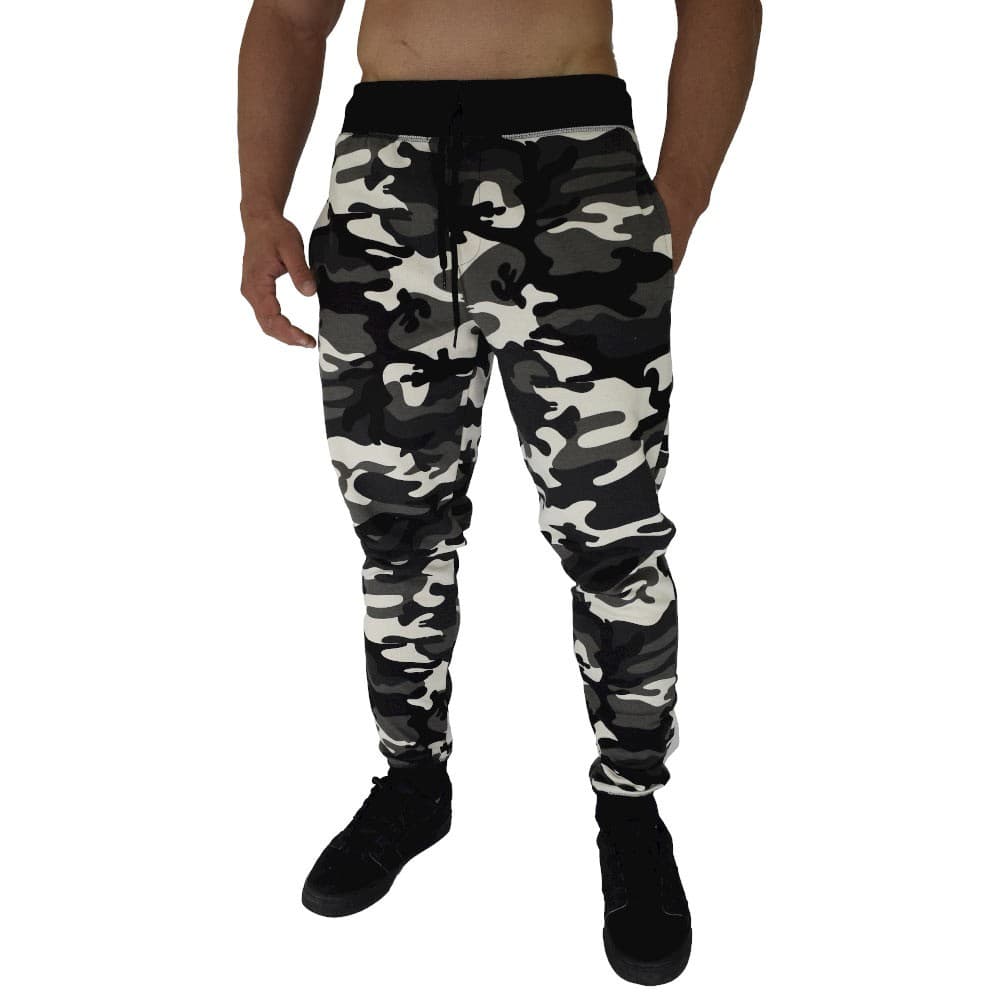 Calça Masculina Moletom MXD Conceito Camuflados Preto Branco Cinza Marrom