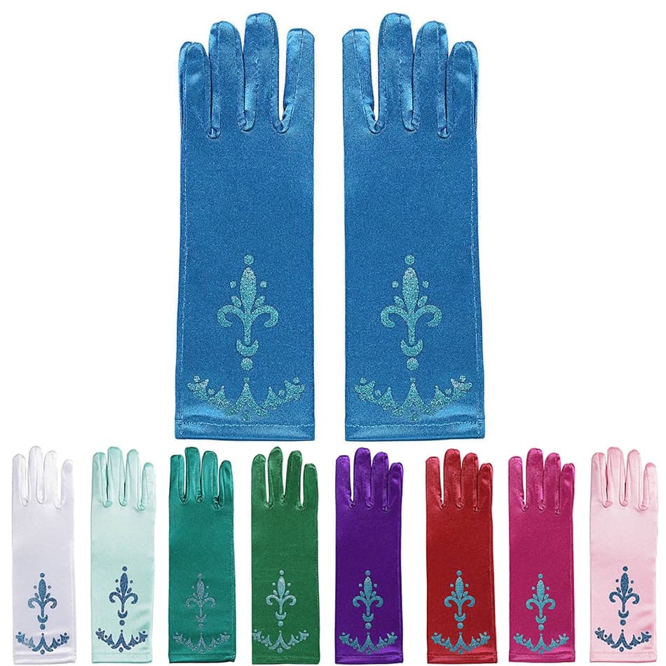 Luvas de princesa para crianças, luvas coloridas para crianças, luvas de princesa adequadas para festas de aniversário