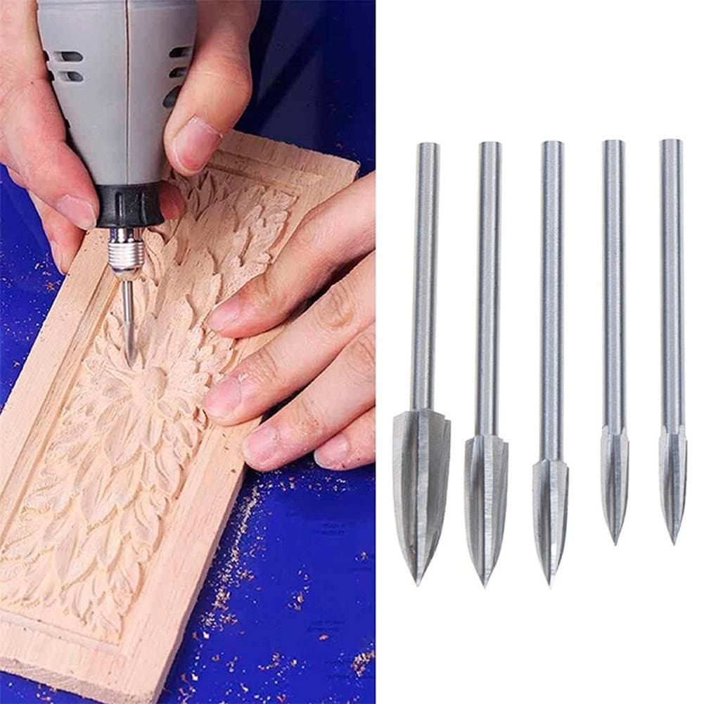 5pcs Conjunto De Brocas De Gravação De Madeira Para Trabalho Em Escultor De Arte Aço Carboneto Escultura