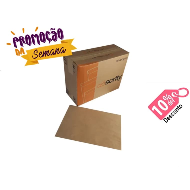 Envelope meio A4 Kraft Pardo Natural 16,2 X 22,9 Cm 250 Un 80gr Top
