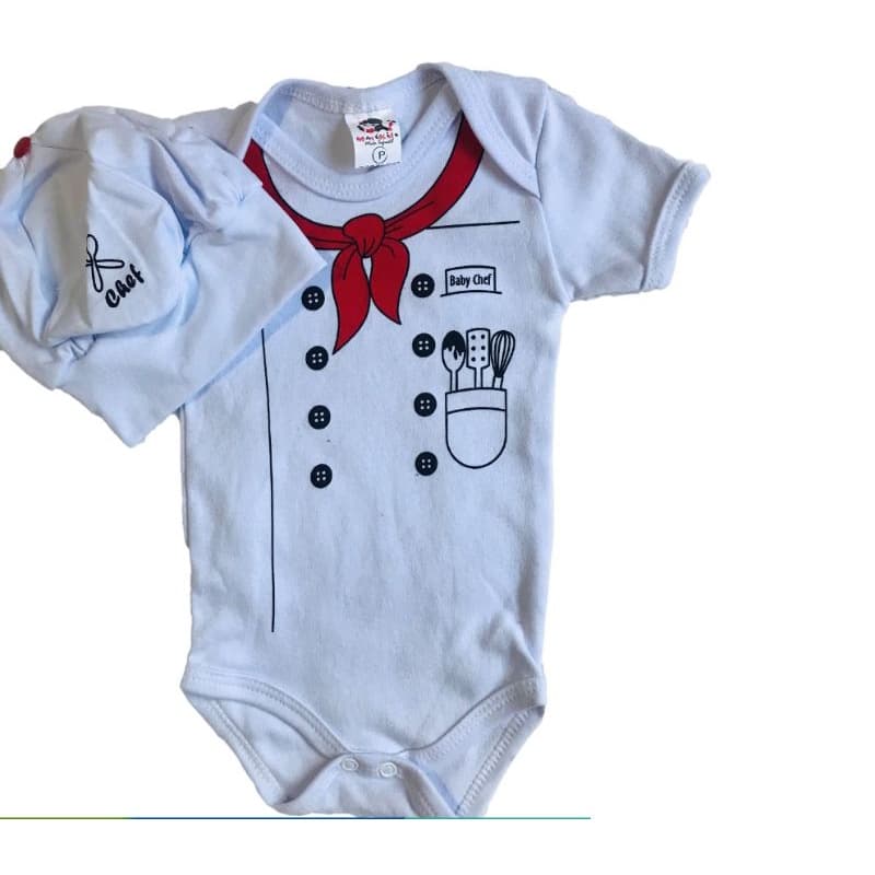Body Temático Bebê Mêsversário Infantil Cozinheiro
