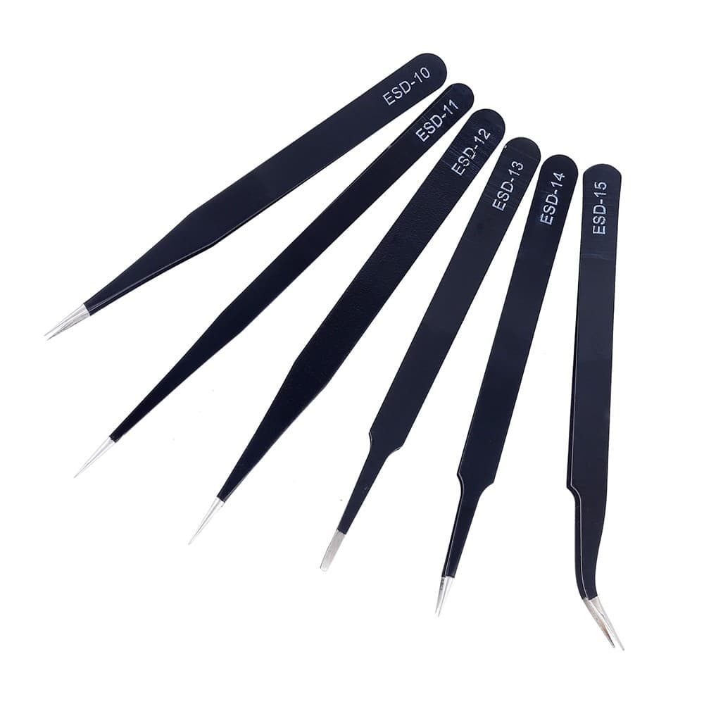 Pinça Anti-estático de Precisão ESD de Aço Inoxidável Pinça Anti-estático profissional =  hikari  toyo  - anti-estática, curvada, ponta reta, precisão,  reparo de telefone -  extensão cílios pinça  sobrancelha