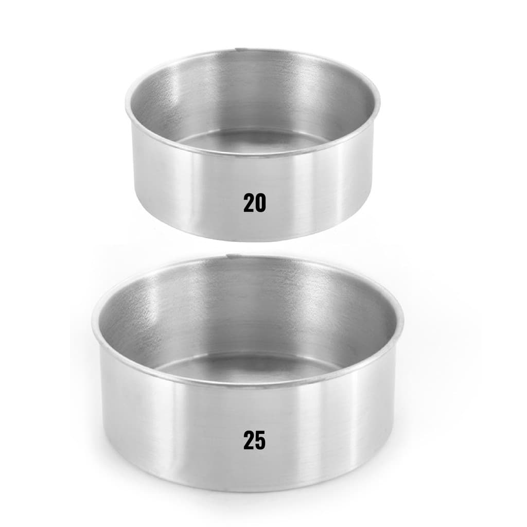 CONJUNTO 2 (DUAS)  Forma Assadeira Bolo REDONDA ALTA 20 e 25 X 10 cm  Aluminio - E85-1