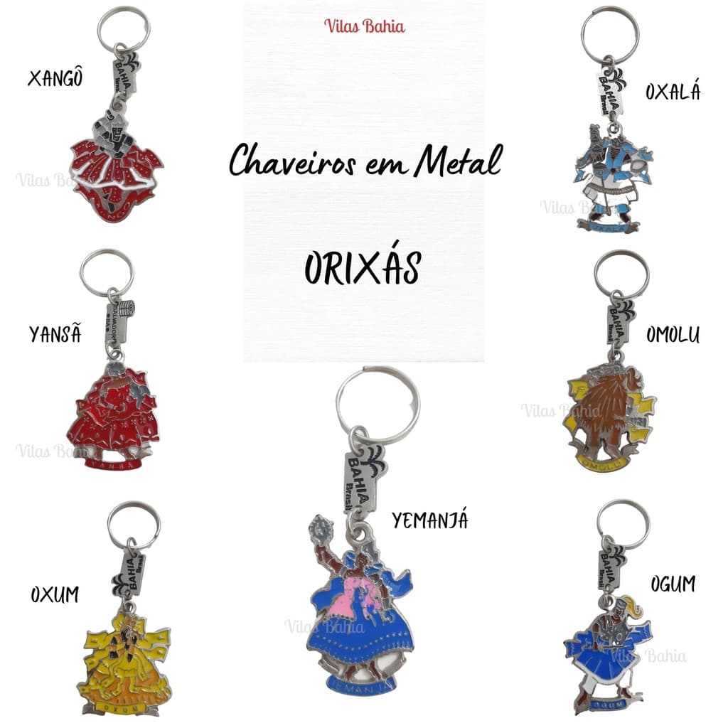 Chaveiro em Metal Orixás Lembrança da Bahia Axé Proteção