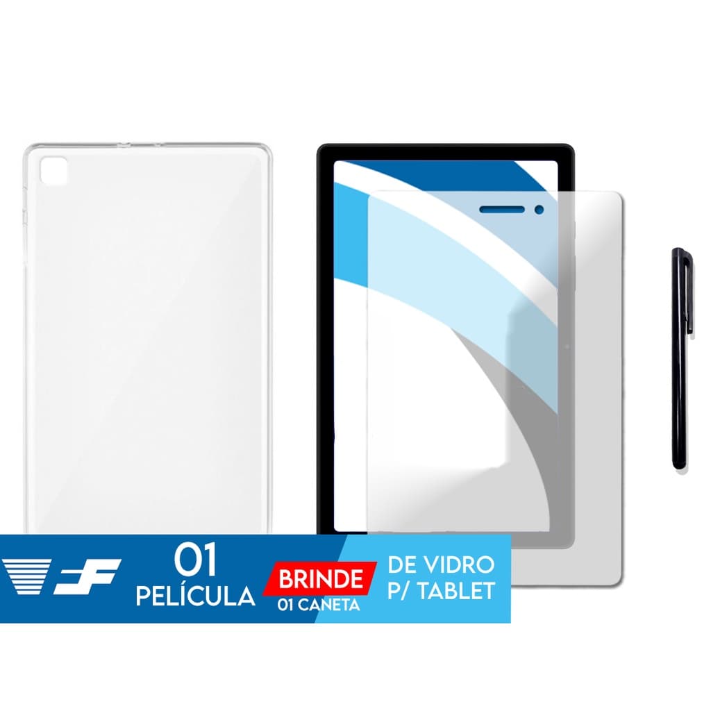 Capinha + Película Vidro Para Tab Galaxy SM- T500 T505 T295 T290 A7 Lite 8.7 + Caneta