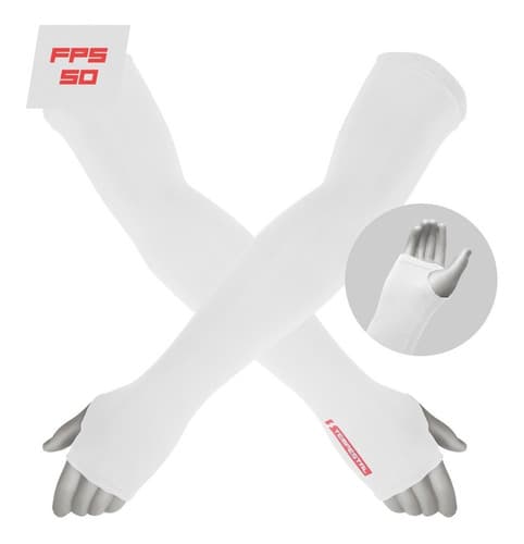 Manguitos Proteção Uv 50 Ciclismo Compressão Manga Braço Branco