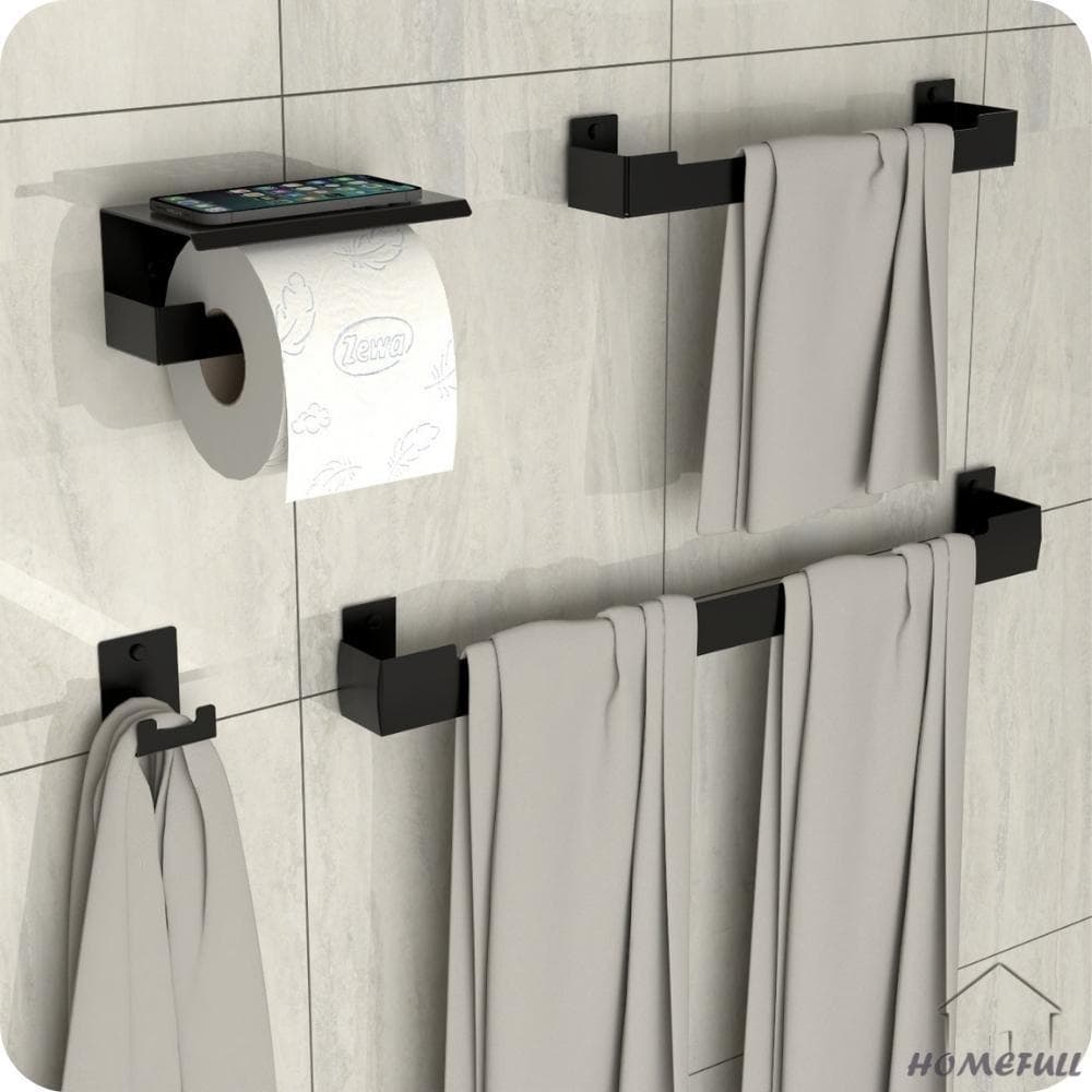 Kit Acessórios Para Banheiro Preto Fosco 4 Peças ELG