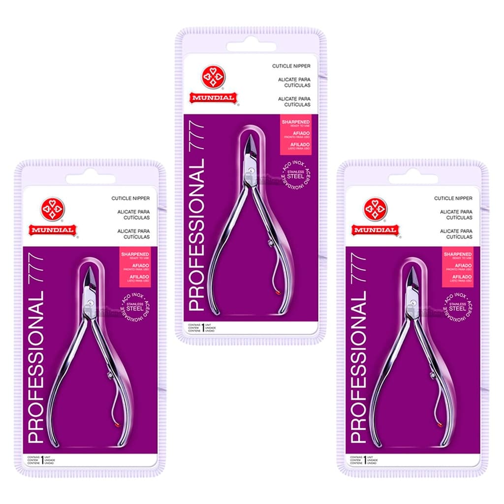 Kit 3 Alicates 777 Mundial  Cuticula Unha Manicure Profissional