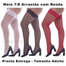 Meia 7/8 Arrastão Perrutextil Renda Florida nas Coxas