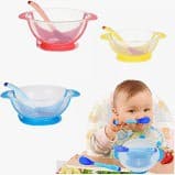 Kit refeição Tigela Papeiro Tampa Ventosa E Colher Sensor Infantil Bebê petita