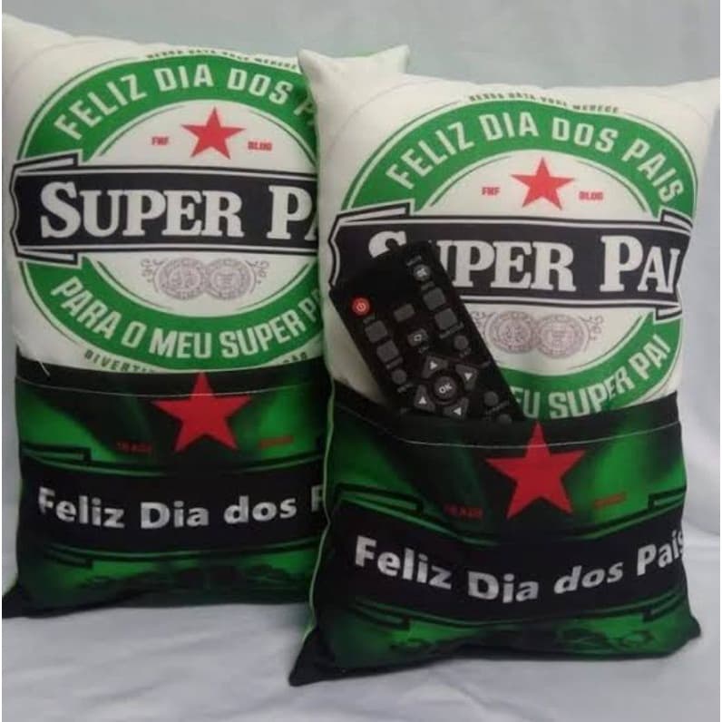 Almofada personalizada dia dos pais com bolso