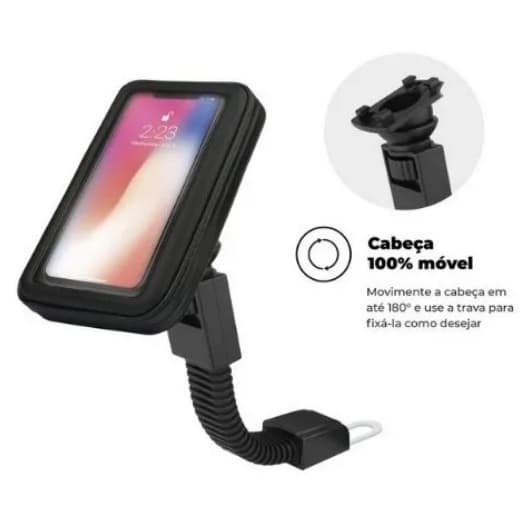 Suporte Porta Segura Celular Gps Para Moto Motoboy Motociclista E Bike Bicicleta A Prova D'água Arranhados Cabe Celular até 6.2