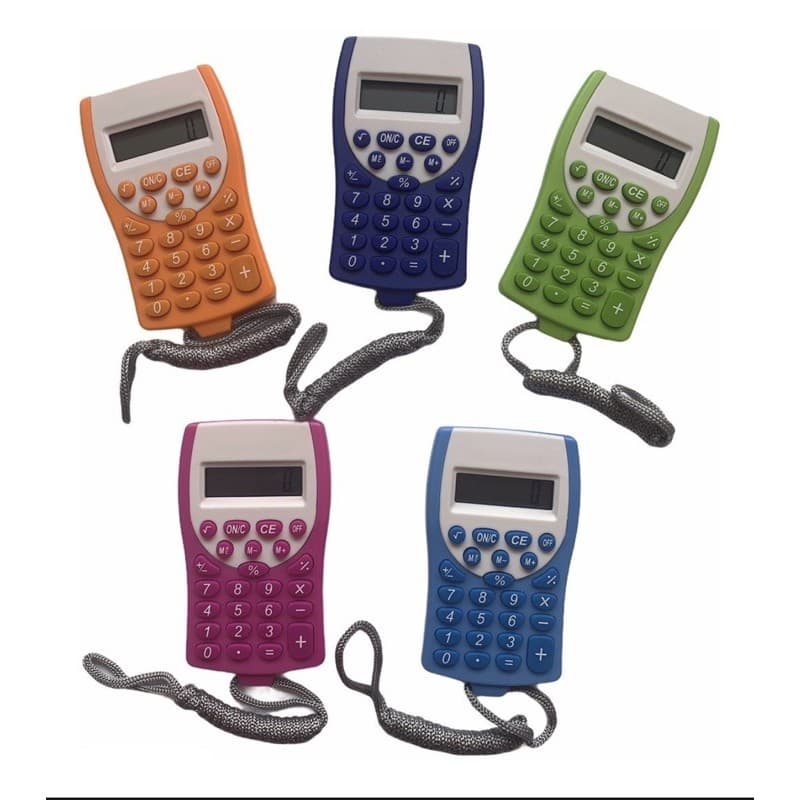 Kit 5 Mini Calculadora De Bolso Colorida 8 Dígitos Kenko
