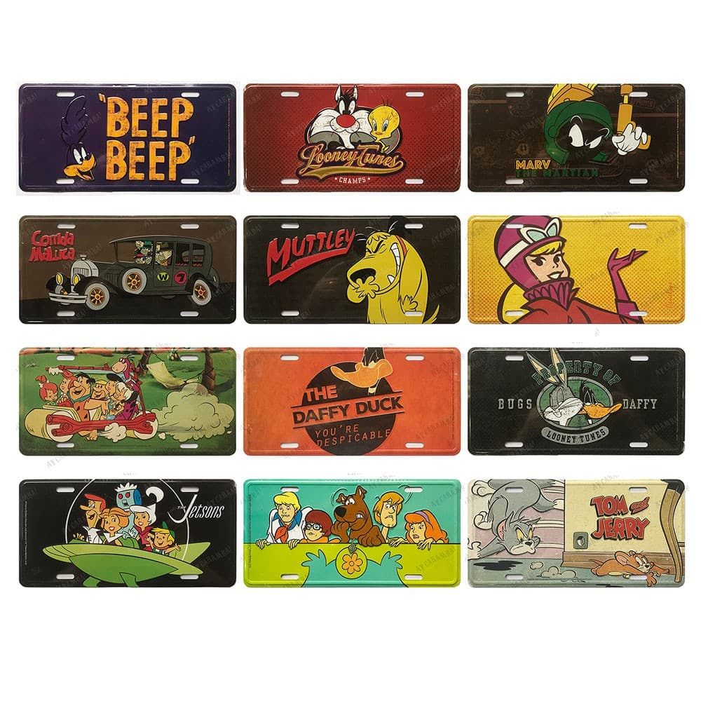 Placa em Metal Looney Tunes, Hanna Barbera, Liga da Justiça, Turma da Mônica