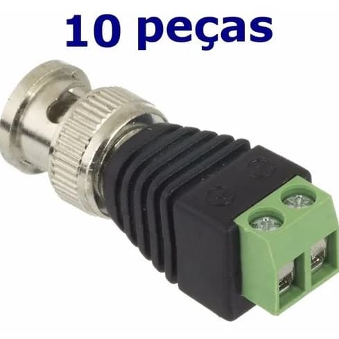 Kit 10 Conector Bnc Com Borne (macho) Para Cftv Frete Barato