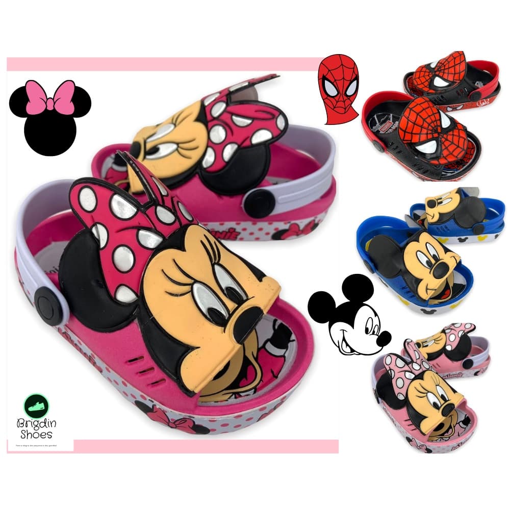 Sandalia,babuche infantil menina e menino Minnie Mickey + pulseira  chinela infantil