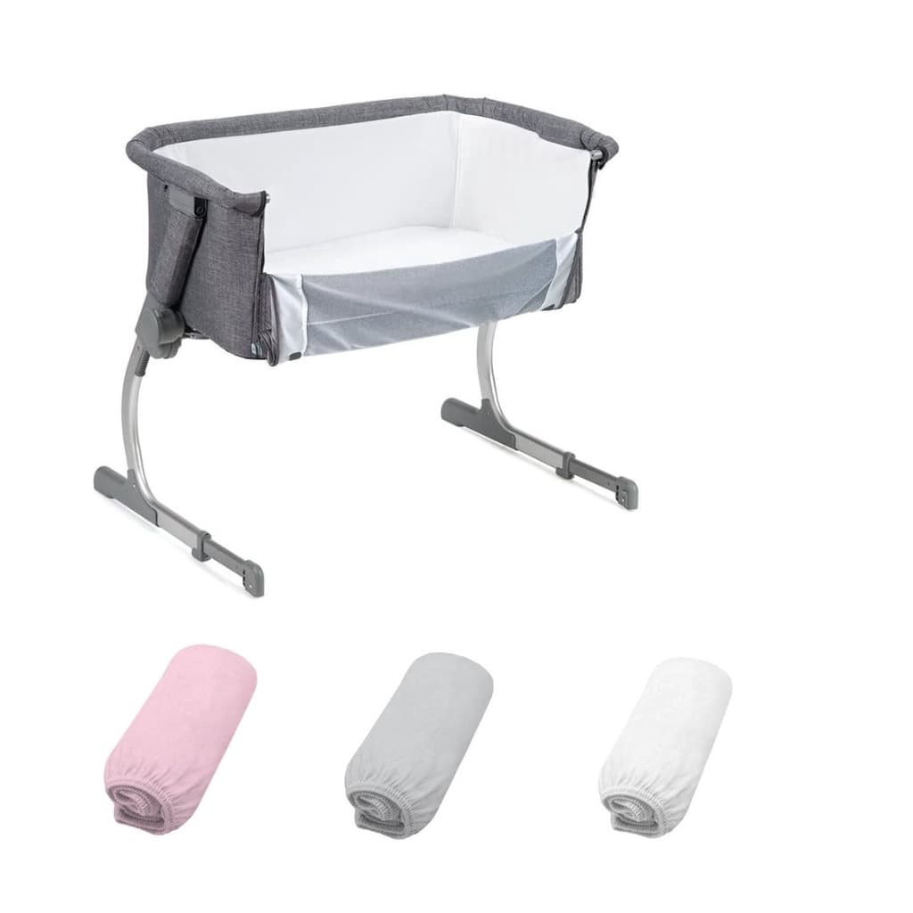 3 Lençóis berço portátil Safety st1 side by side Branco/Cinza/Rosa