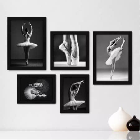 Quadros decorativos 5 peças mosaicos para sua sala ou quarto Ballet - Balé - Bailarinas Star = 150