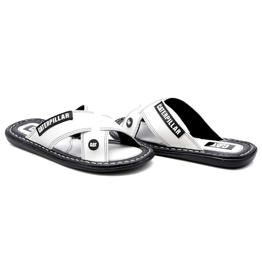 Chinelo Modelo X branco Masculina Cat. De Couro Legitimo Original