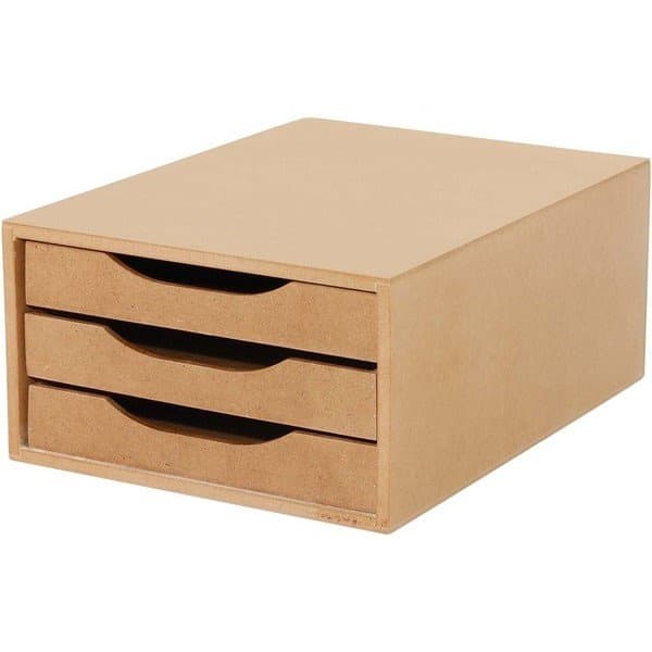 Caixa Arquivo Gaveteiro em Mdf Cor Natural Com 3 Gavetas Cor Natural 3316 Souza