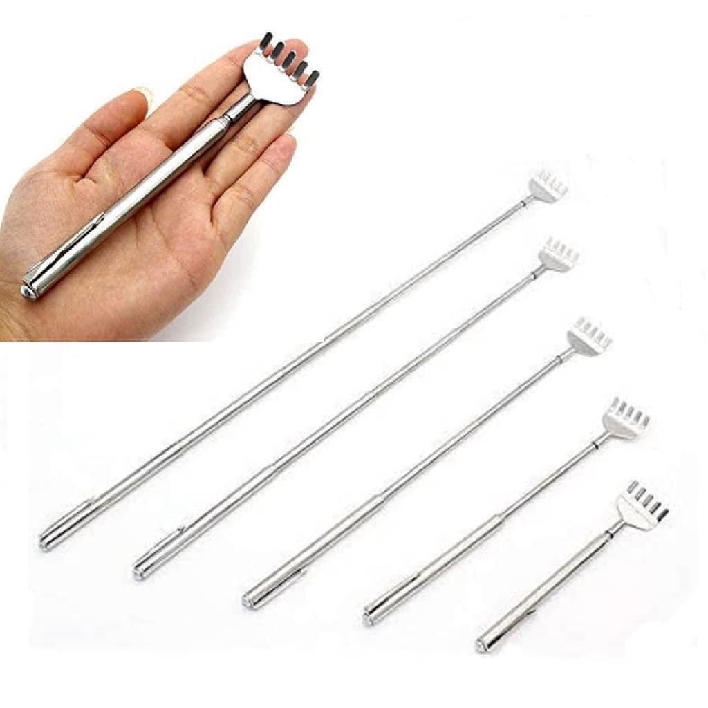 Coçador Costas Mãozinha Inox Regulável Portátil Massageador