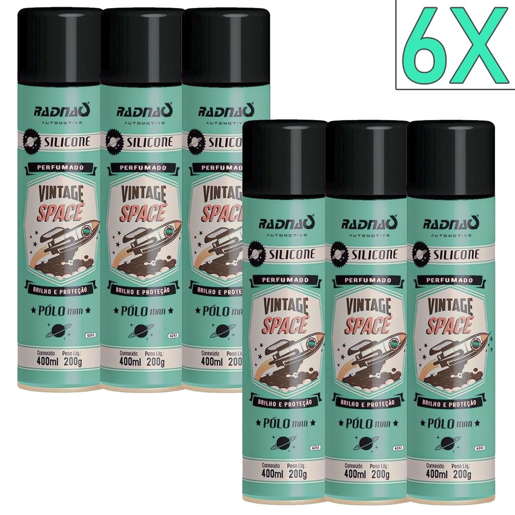 Kit 6 Unidades Silicone Spray Perfumado Space Pólo Man Radnaq 400mL