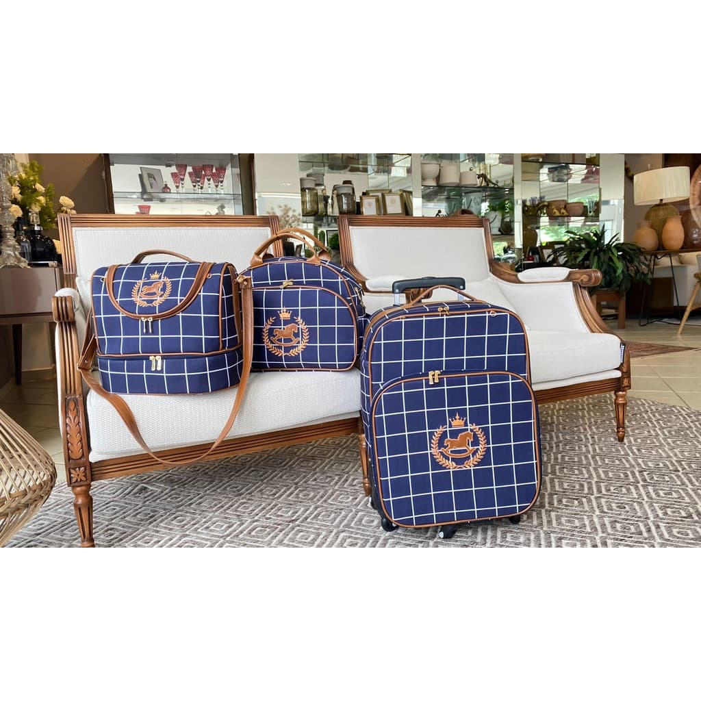 kit maternidade mala de rodinha bordo+bolsa g+frasqueira baú