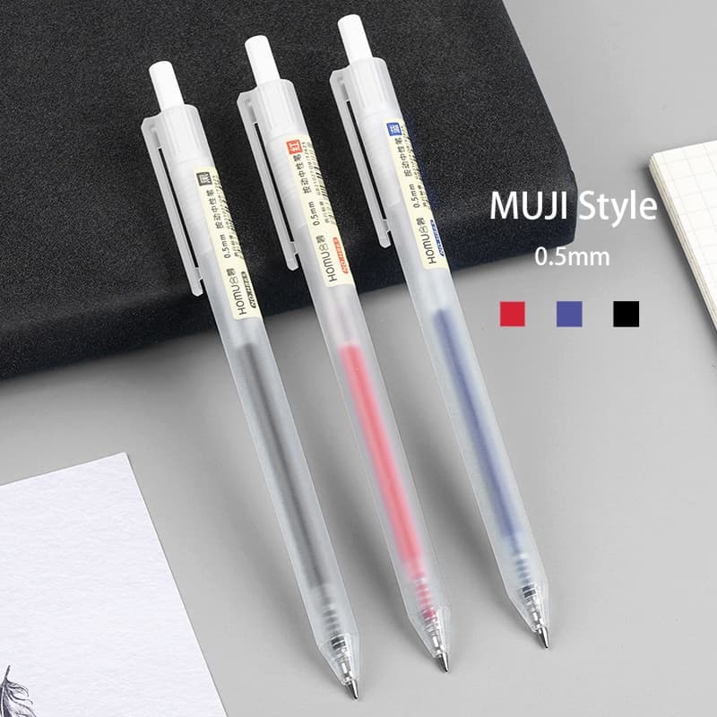 MUJI Stlye Caneta Gel Retrátil Simples Fosco 0.5MM/De Escrita/Material Escolar