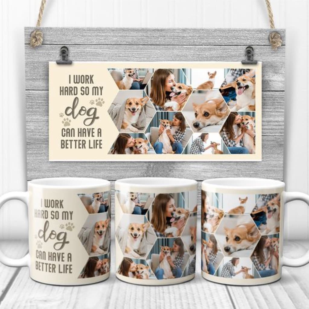 Caneca Painel de Fotos Montagem 10 fotos Personalizada com Frase 325ml Porcelana CNF03
