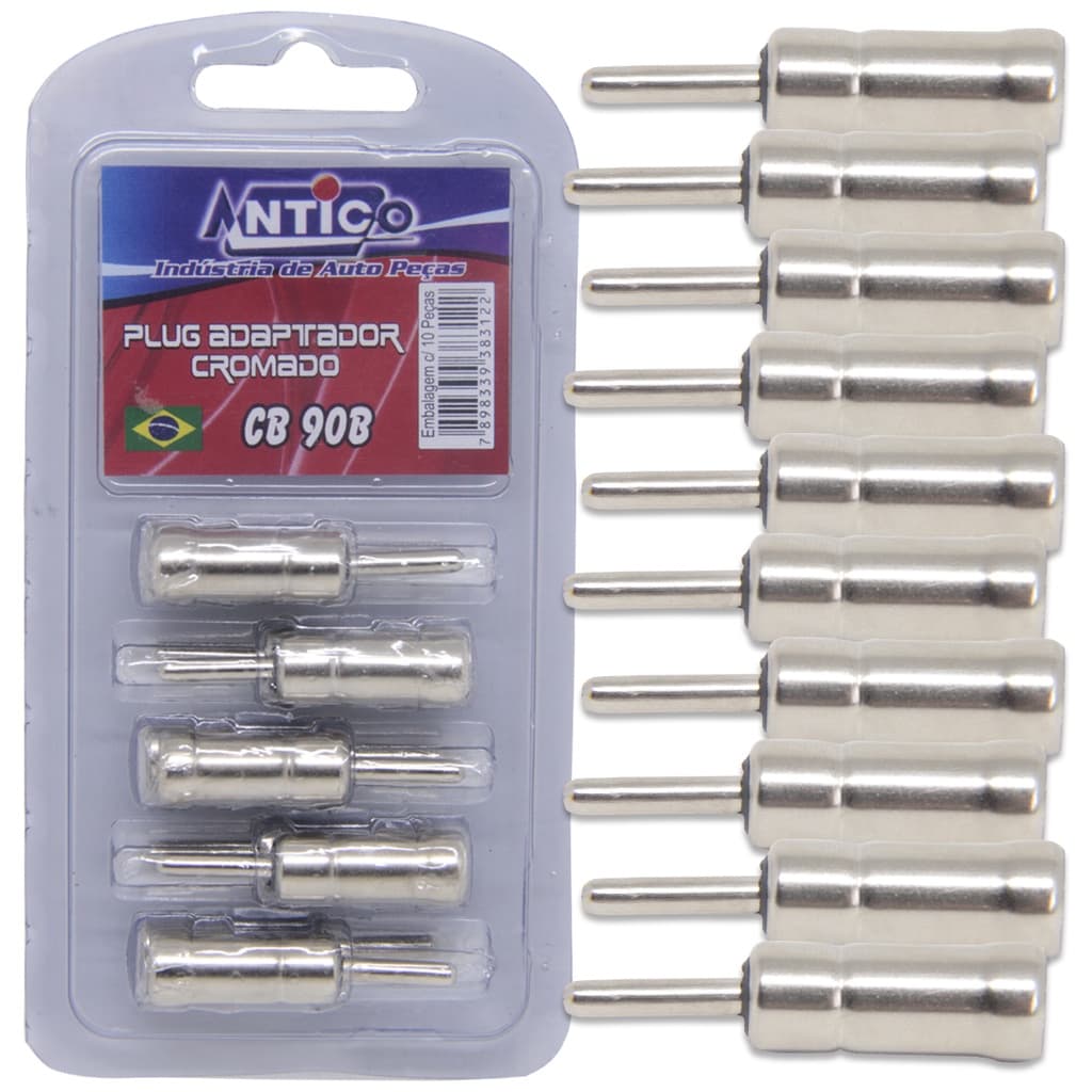 10 Plugs Pino Cromado Adaptador Antena Automotiva Terminal CB90 B Universal Para Carro