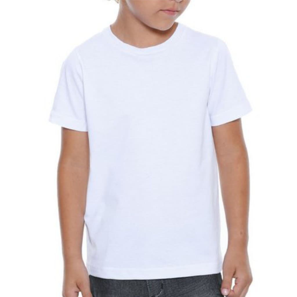 Camiseta infantil gola redonda branca 100% poliéster  (Gramatura 165) a melhor qualidade para sublimação