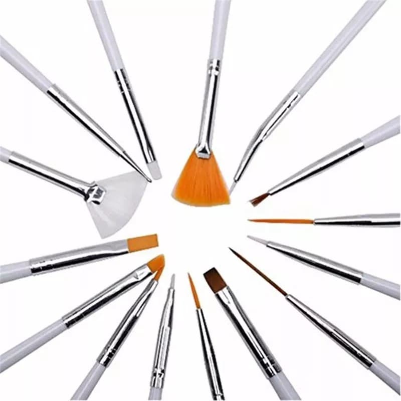 Kit De Pincel 15 Pincéis Unha Decorada Gel Acrigel OBS: Seleção aleatória de cores
