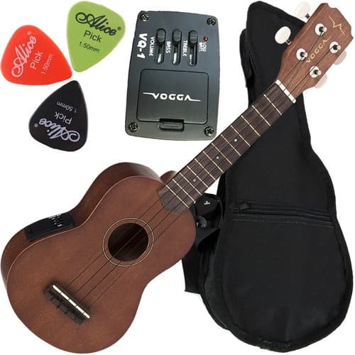 Kit Ukulele Elétrico Soprano Capa Vuk309 Vogga Frete Gratis