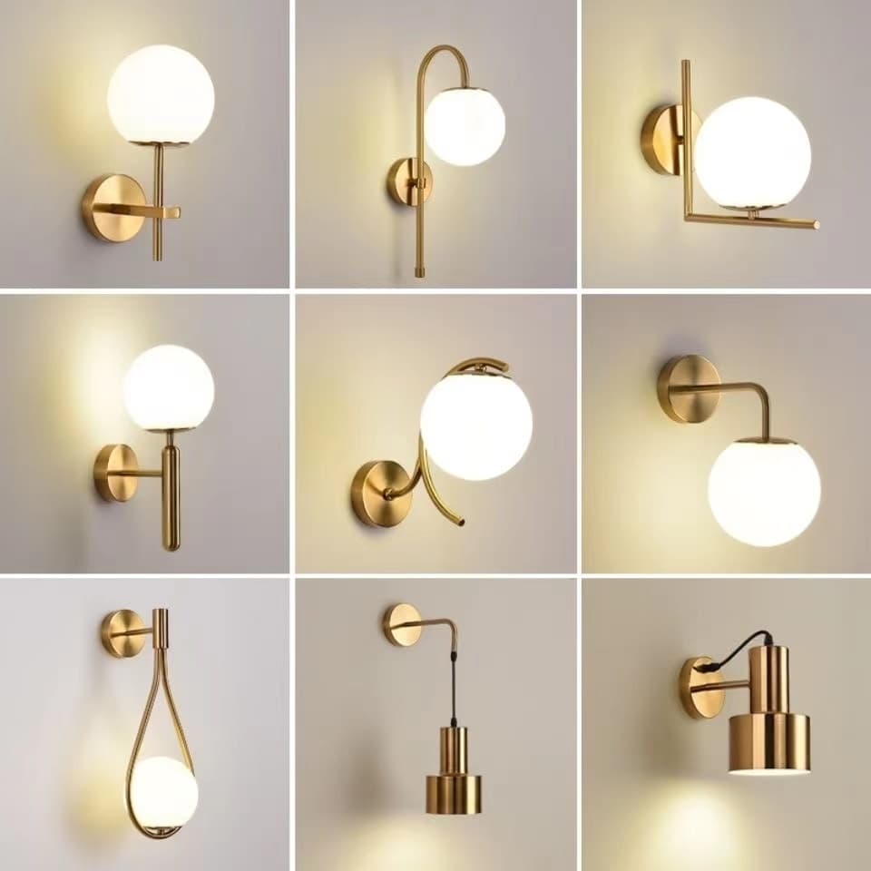 Minimalista Metal Arandela Vidro Bola Luminária De Parede Lâmpada De Cabeceira Abajur Sala Estética Iluminaçao
