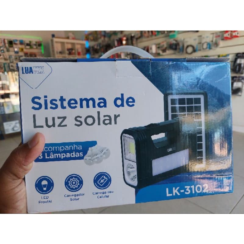 Kit Energia Solar Completo Com 3 Lâmpadas 1 Mini Placa Pronto Pra uso