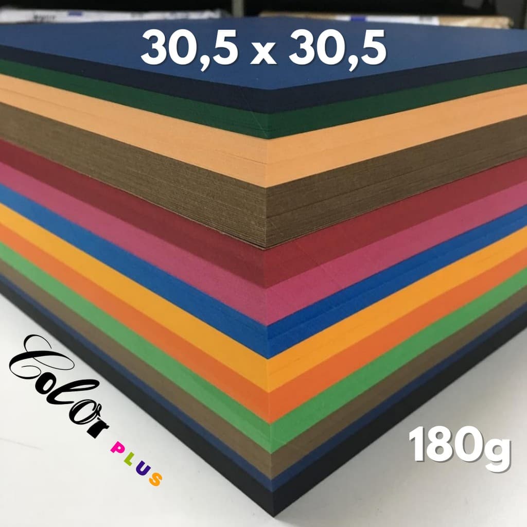 Papel Color Plus Verdadeiro 180g 30,5x30,5 c/ 12 Fls (Variedade de Cores)Blendpaper Formato Scrap 30,5x30,5cm