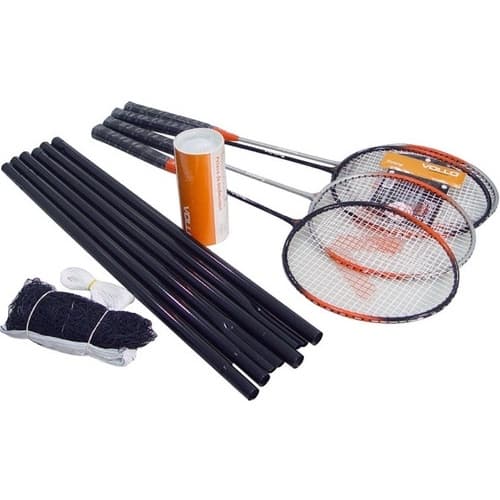 Kit Badminton Com 4 Raquetes + 3 Petecas +rede + Bolsa Vollo