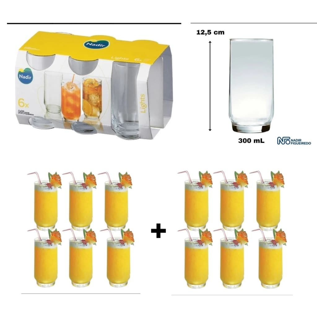 Jogo de copos 300ml. Kit 12 copos