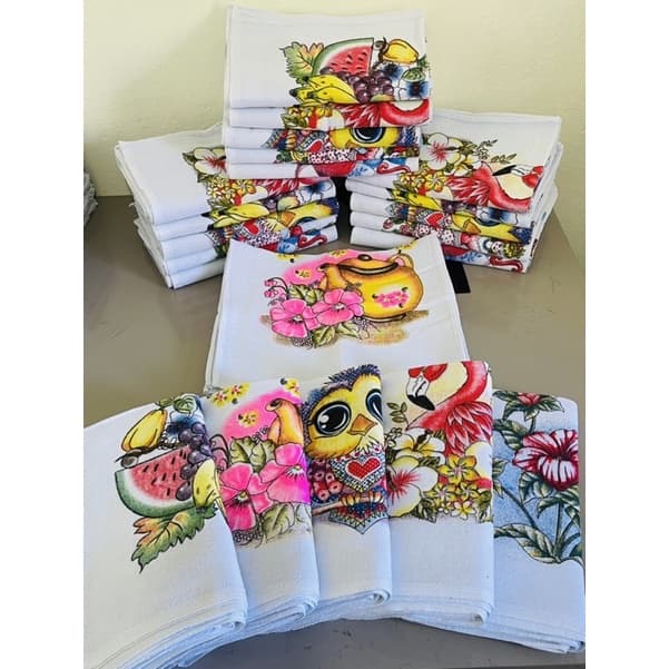 pano de prato estampado  30 unidades Pe de galinha premium original