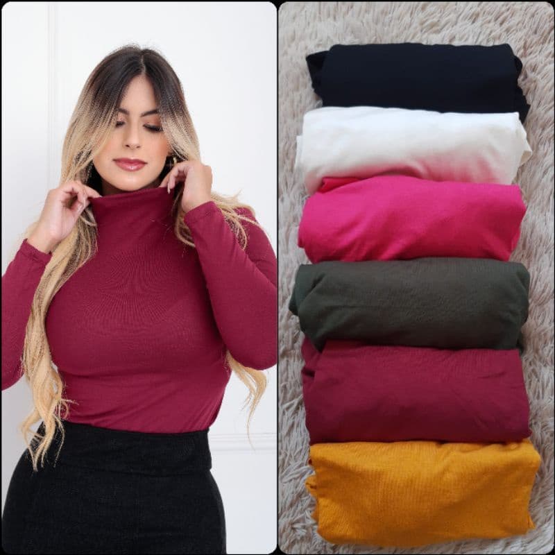 Blusa feminina Cacharrel Gola Alta Manga longa.