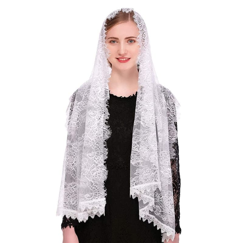 Véu Católico Bmico Lace Mantilla Renda Macio E
