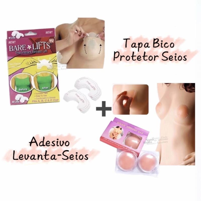 kit com 10 Adesivos Levanta Seios + Tapa Bico Protetor Seios