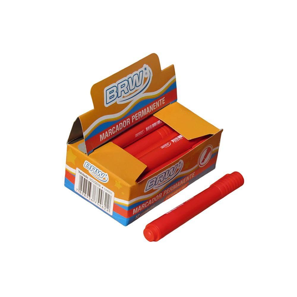 Pincel Atômico Permanente Vermelho ponta chanfrada BRW 12un