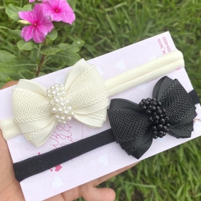 1 Laço para cabelo infantil luxo renda pérola