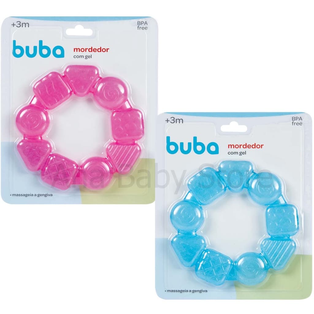 Mordedor Em Gel Buba Multiformas Bebê Rosa Azul Da Alivia dor Na Gengiva
